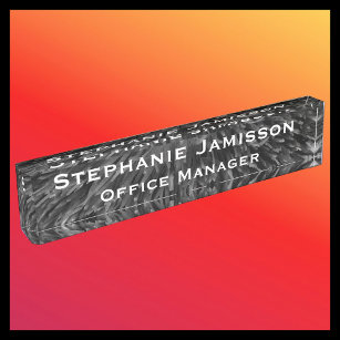 Acrylic Black Floral Macro Abstract Name Title  Nameplate