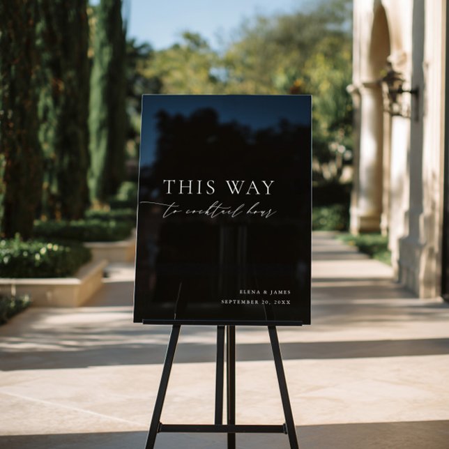 Acrylic Black & White Cocktail Hour Wedding Sign (Acrylic Black & White Cocktail Hour Wedding Sign)