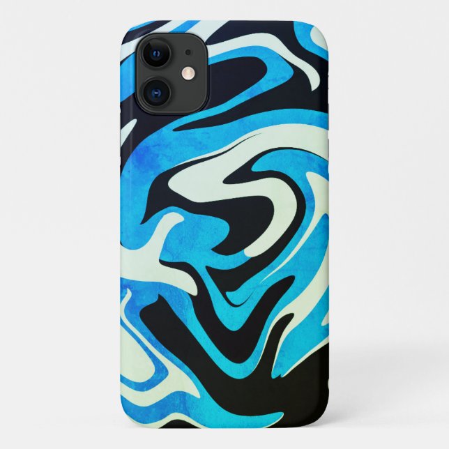Acrylic Blue Black Liquid Abstract Pattern Case-Mate iPhone Case (Back)