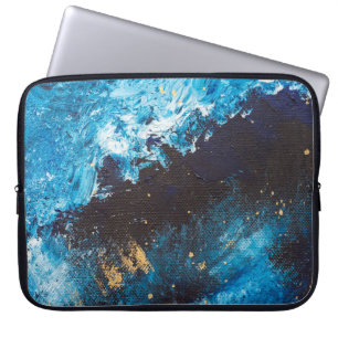 Acrylic blue, starry sky painting. laptop sleeve