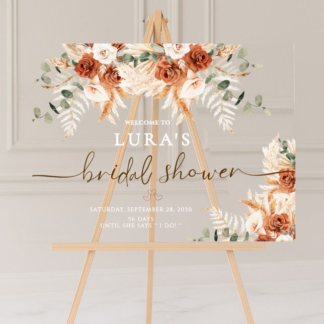 Acrylic Boho Floral Bridal Shower Welcome Sign (Creator Uploaded)