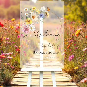 Acrylic Bridal Shower Welcome Sign Wildflower