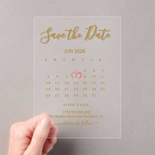 Acrylic Calendar Save the Date Invitations