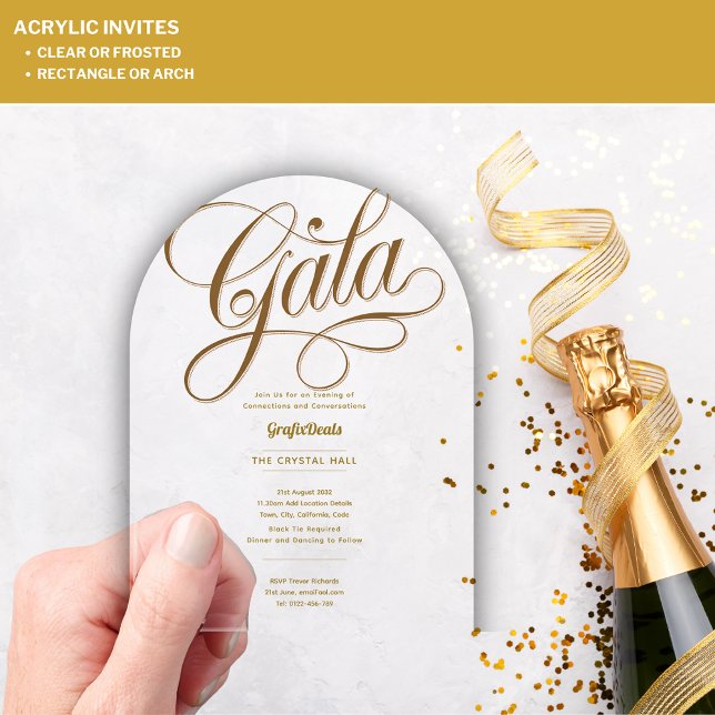 Acrylic Clear Gala Business Charity Corporate Gold Acrylic Invitations (Creator Uploaded)