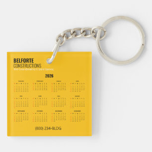 Acrylic Construction Calendar Yellow & Crane Key Ring