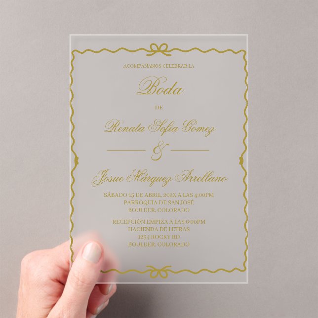 Acrylic Coquet wreath Spanish wedding   Invitations (Insitu (Handheld))