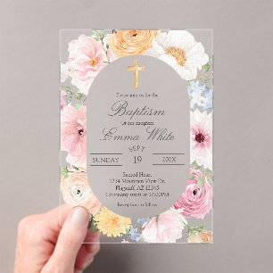 Acrylic Crucifix baptism Invitations