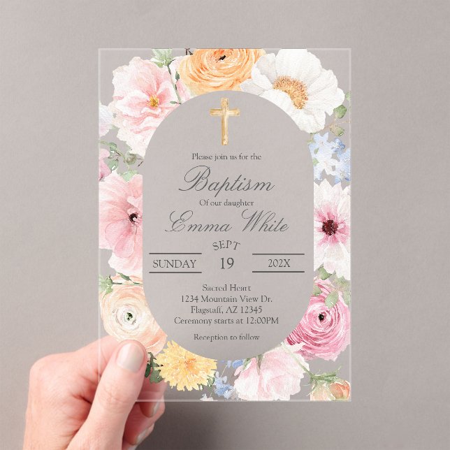 Acrylic Crucifix  baptism Invitations (Insitu (Handheld))