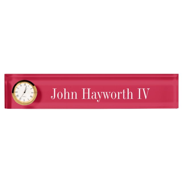 Acrylic Desk Name Plate in Rich Red & White (Front)