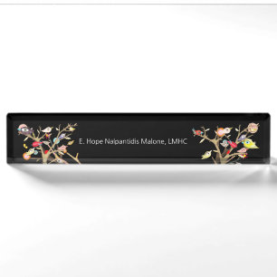 Acrylic Desk Name Plate Whimsy Birds