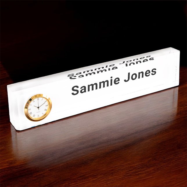 Acrylic Desk Name Plate with Clock Professional (MISOOK Acrylic Name Plate with Clock)