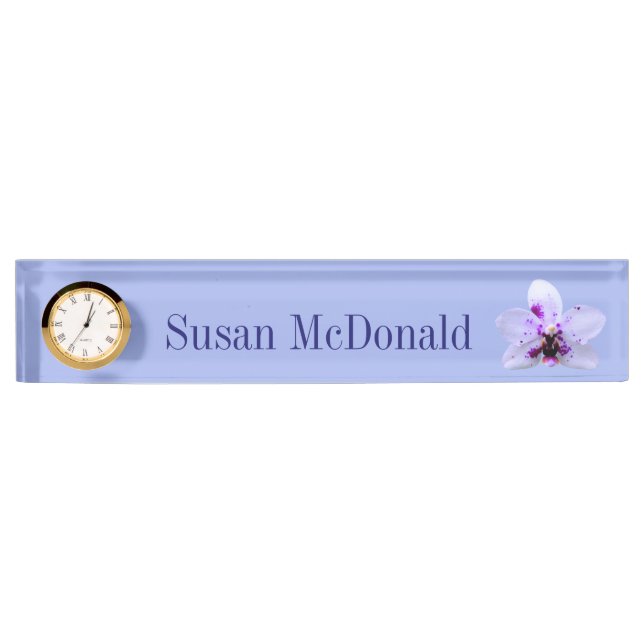 Acrylic Desk Name Plates Blue Pink Indigo Orchid (Front)