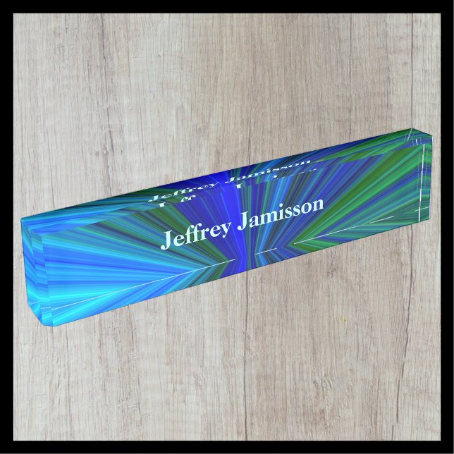 Acrylic Desk Nameplate, Blue and Green Starburst Nameplate (Creator Uploaded)