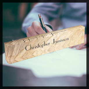 Acrylic Desk Nameplate, Faux Light Brown Stone Nameplate