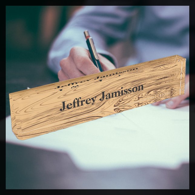 Acrylic Desk Nameplate, Liquid Gold Swirl Nameplate (Creator Uploaded)