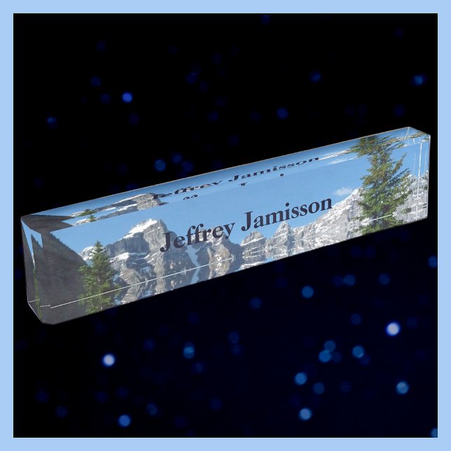 Acrylic Desk Nameplate, Mountains, Personalised Nameplate (Creator Uploaded)