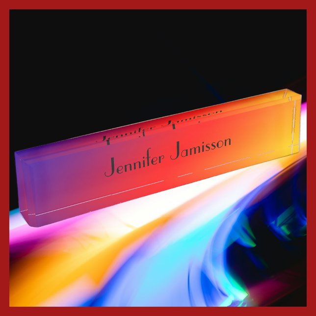 Acrylic Desk Nameplate, Rainbow Design Nameplate (Creator Uploaded)