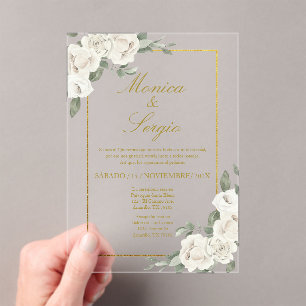 Acrylic elegant Wedding Invitation in Spanish