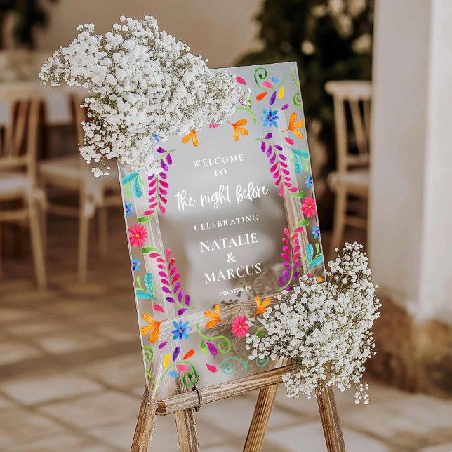Acrylic Fiesta The Night Before Wedding Sign (Fiesta Wedding Rehearsal Dinner Sign)