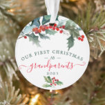 Acrylic First Christmas Ornaments - Grandparents<br><div class="desc">Commemorate this special holiday for the new Grandparents in the family with this lovely Christmas ornament! Easily edit all the information including date and photo on the back.</div>