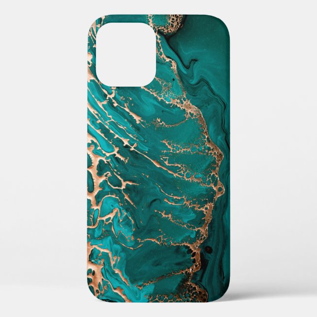 Acrylic Fluid Art. Dark green waves in abstract oc Case-Mate iPhone Case (Back)