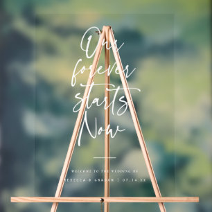 Acrylic Forever Starts Now Wedding Welcome Sign