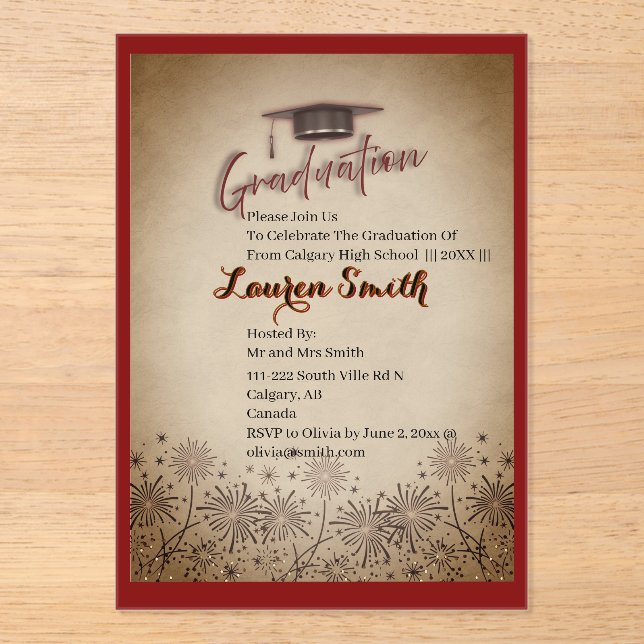 Acrylic Graduation Party Invitation (Front)