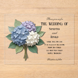 Acrylic Hydrangea Flowers Wedding Invitation