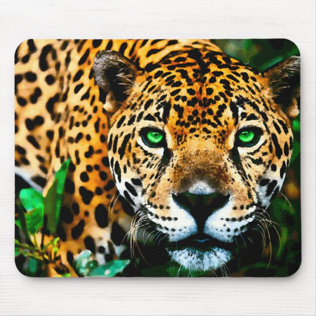 Acrylic Jaguar  Wildlife Art Mouse Pad (Front)