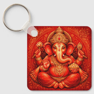 Acrylic Key Chain: Vibrant Lord Ganesha Art Ring