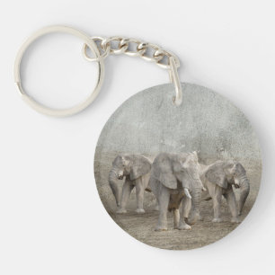 Acrylic Keychain Elephants Run