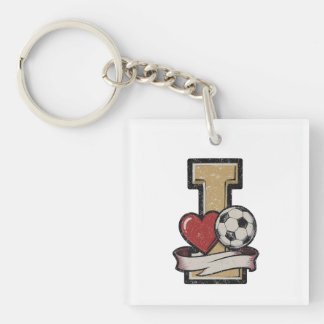 Acrylic Keychain I Love Soccer Vintage Keychain