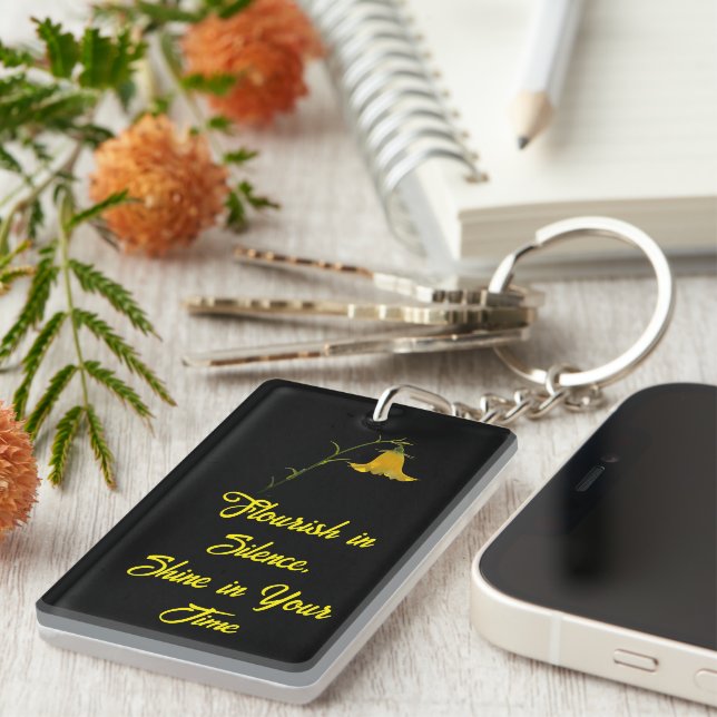 Acrylic Keychain Rectangle (One Side) – Flowers  (Front Right)