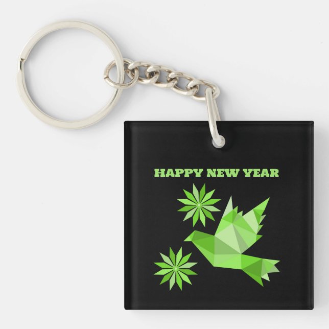 Acrylic Keychain with nice ART , HAPPY NEW YEAR (Front)