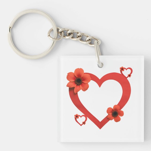 Acrylic Keychain with Red Heart – Minimalist Style (Front)