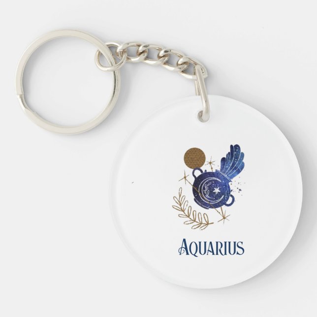 Acrylic Keychain-Zodiac Aquarius Key Ring (Front)