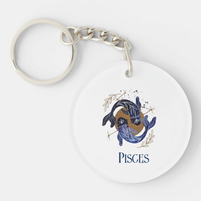 Acrylic Keychain-Zodiac Pisces Key Ring (Front)