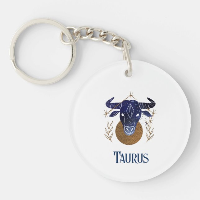 Acrylic Keychain-Zodiac Taurus Key Ring (Front)