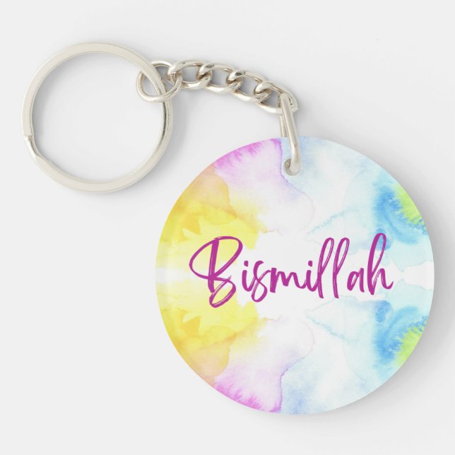 Acrylic Keychains by Rand- Bismillah Pink (Front)