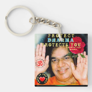 Acrylic keypad Sathya Sai Baba " Protect ... Key Ring