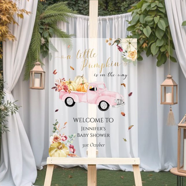 Acrylic Little Pumpkin Baby Shower Welcome Sign (Creator Uploaded)