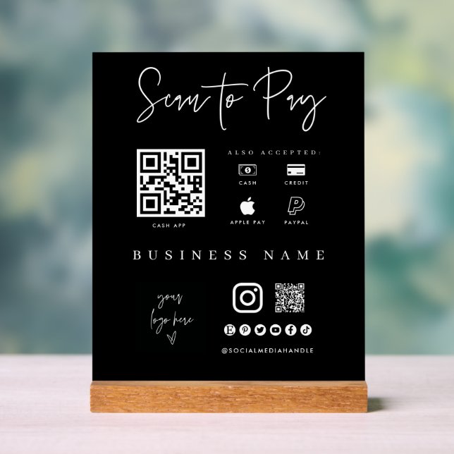 Acrylic Mobile Payment App Checkout Business Sign (Neutral)