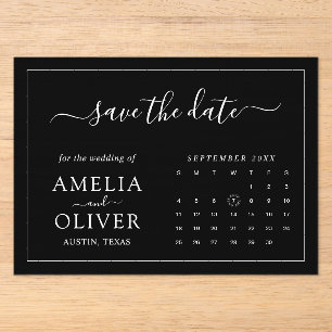Acrylic Modern Chic Black Calendar Save The Date Invitations
