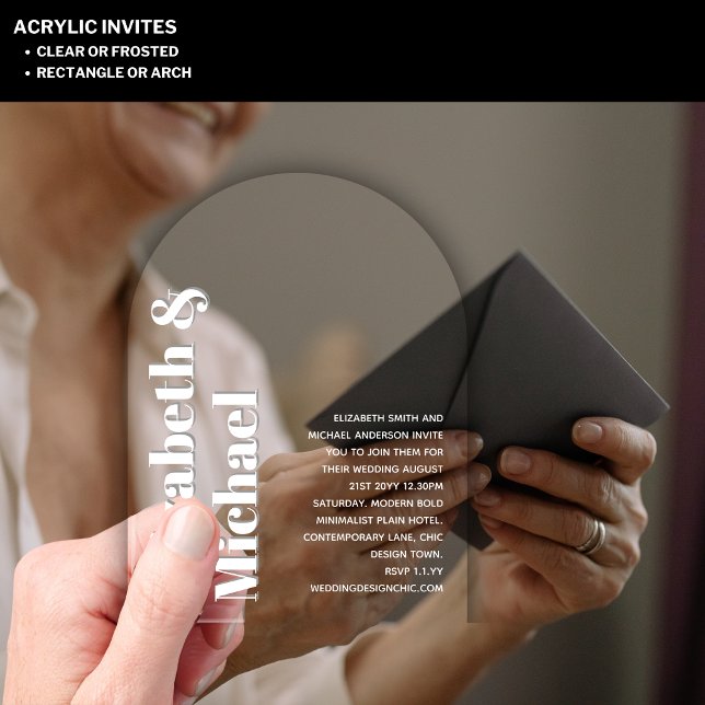 Acrylic Modern Minimalist Simple Bold Plain White  Invitations (Creator Uploaded)