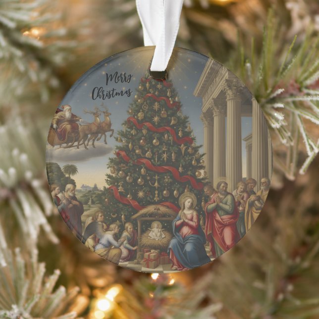 Acrylic Nativity Santa Christmas Tree Ornament (Tree)
