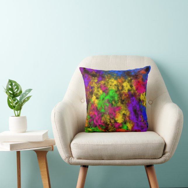 Acrylic Neon Colours Paint Splatter Splash Abstrac Cushion (Chair)