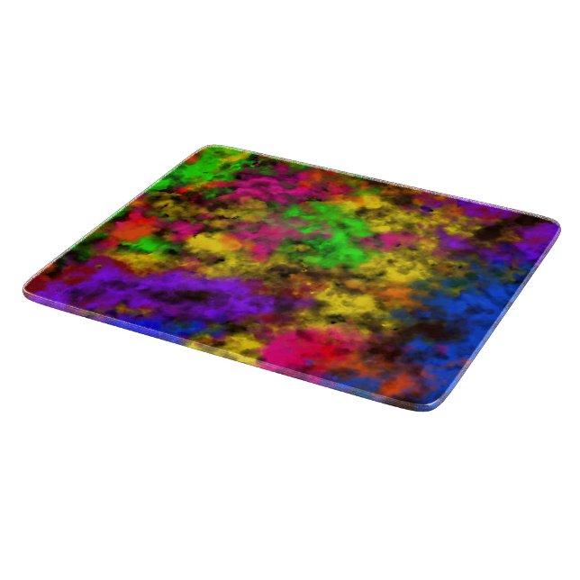 Acrylic Neon Colours Paint Splatter Splash Abstrac Cutting Board (Corner)