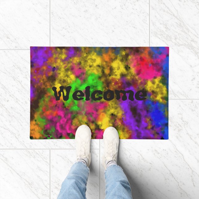 Acrylic Neon Colours Paint Splatter Splash Abstrac Doormat (Indoor)