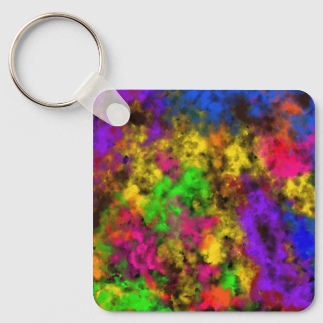 Acrylic Neon Colours Paint Splatter Splash Abstrac Key Ring (Front)