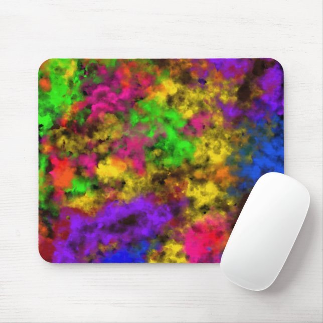 Acrylic Neon Colours Paint Splatter Splash Abstrac Mouse Pad (With Mouse)
